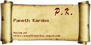 Paneth Kardos névjegykártya